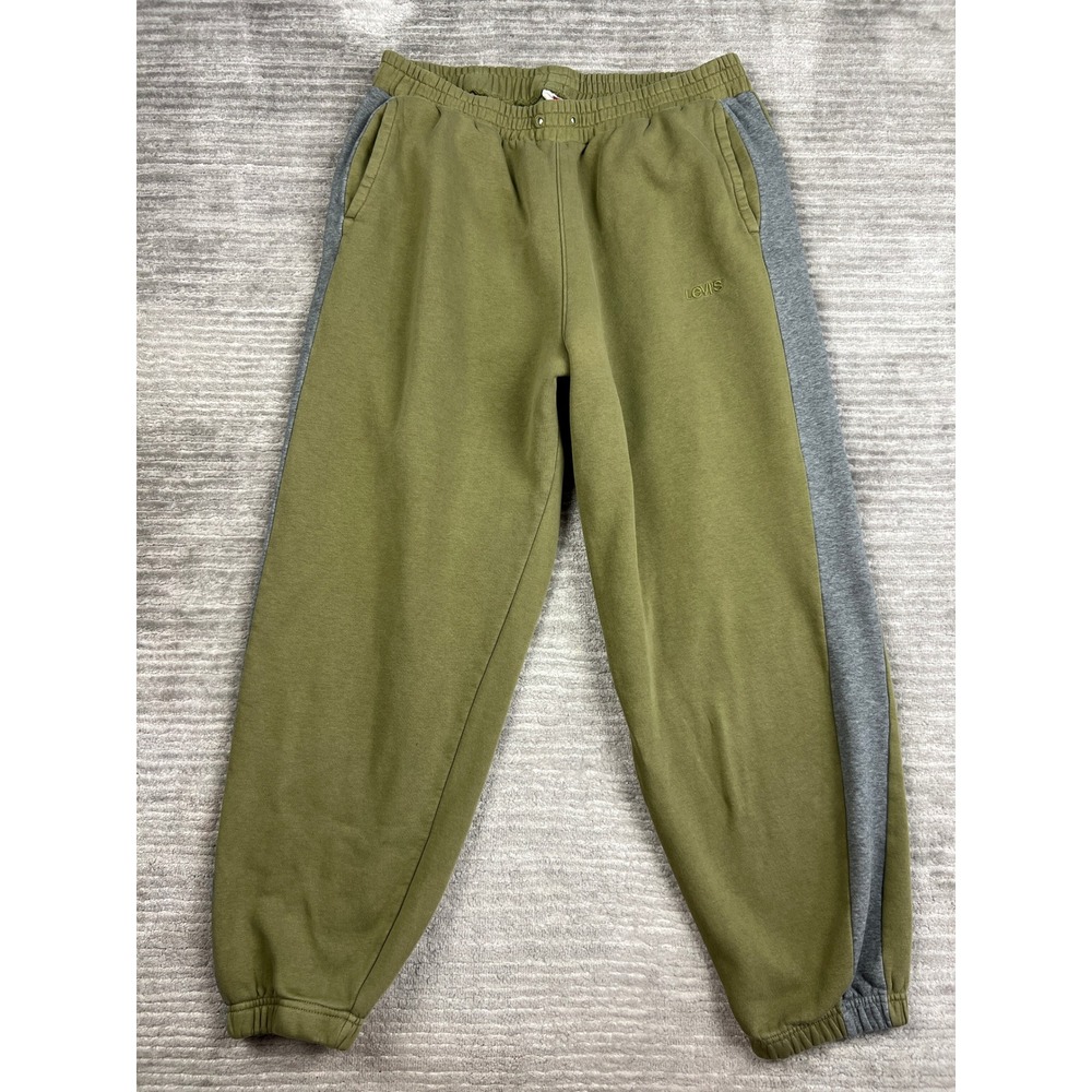 Levis Sweatpants Mens XL Olive Green Grey Side Stripe Relaxed Fit Joggers